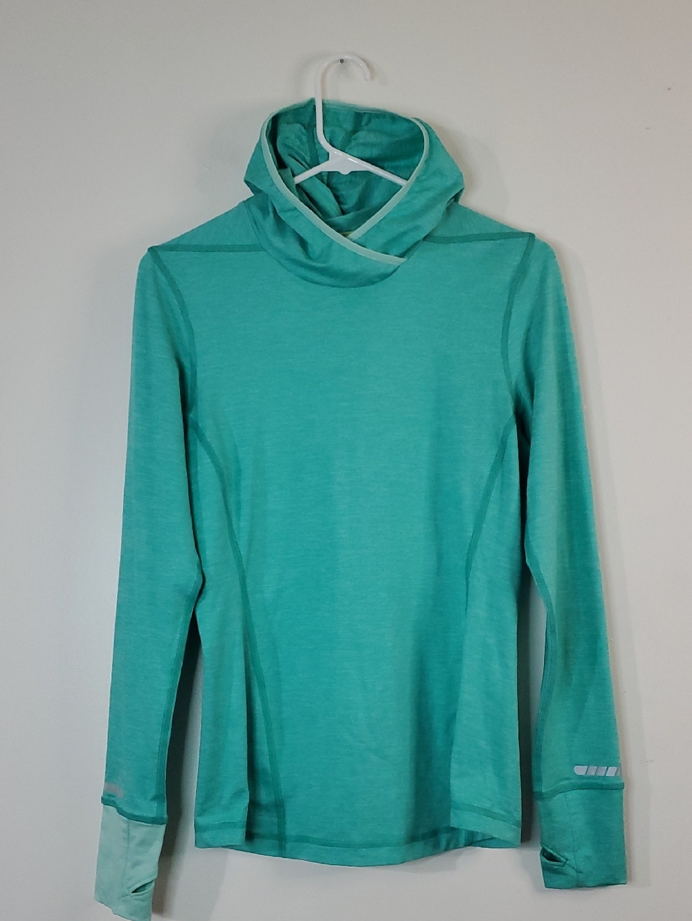 Brooks Women's Teal Hooded Pullover Size Small Equilibrium Technology Activewear